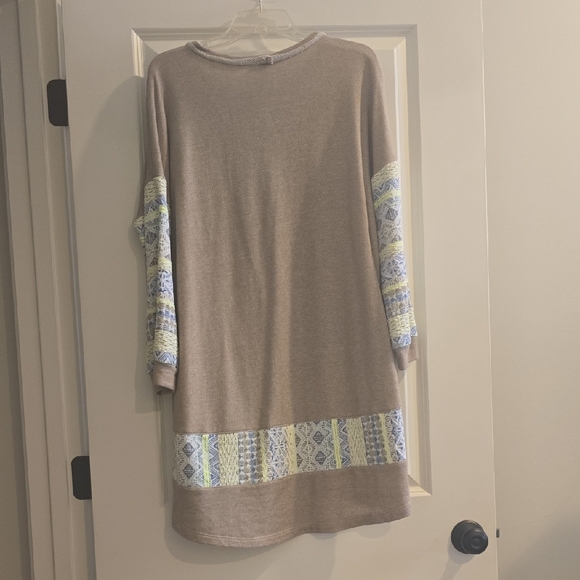 Uncle Frank Tan Dress with Multicolor Sleeves - Picture 2 of 2